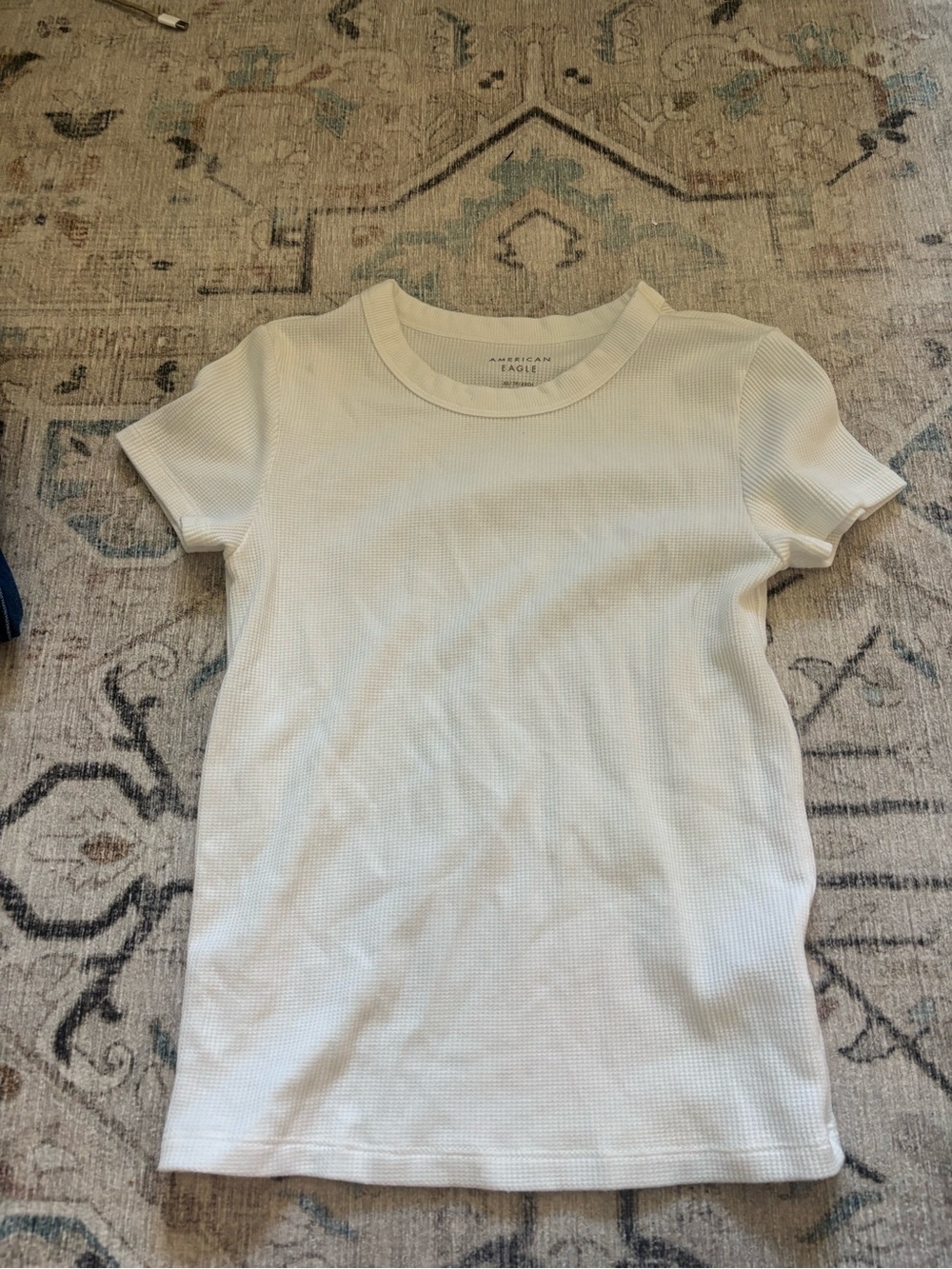 American Eagle Outfitters White Ribbed Short Sleeve Tee